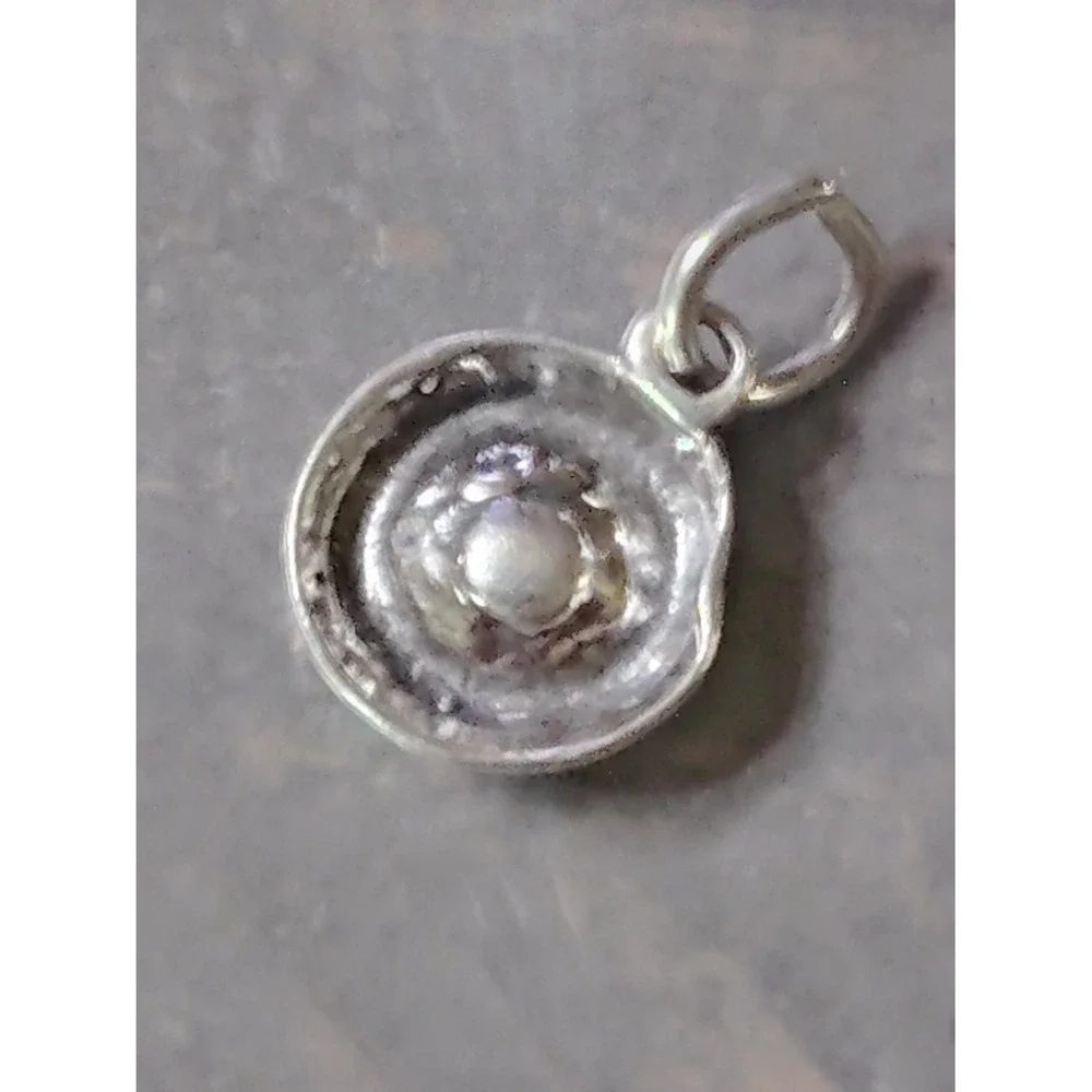 charm pendant Kitty Cat Food Bowl Silver 925 vintage